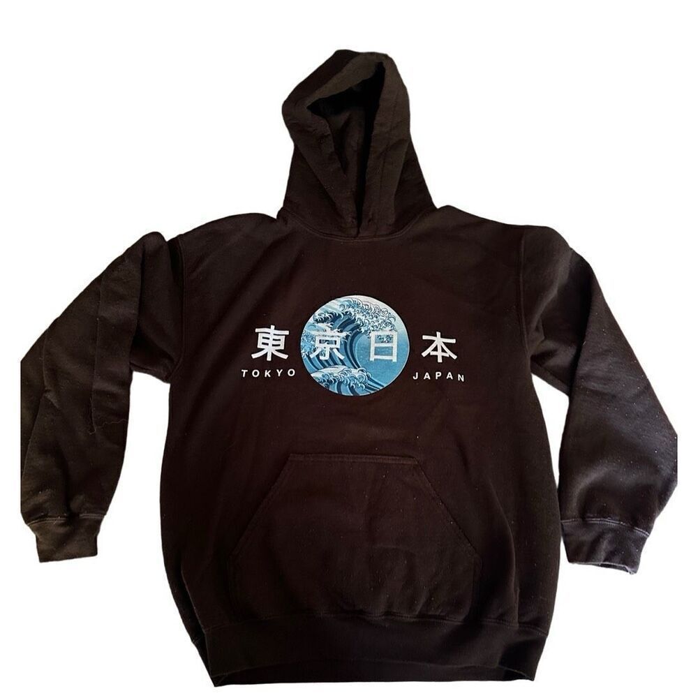 Popular Poison Tokyo Japan Hoodie Men Medium Long Sleeve Pocket Sweatshirt Kanji